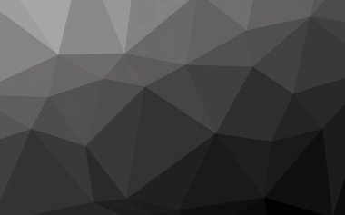 Gri gradyan renk 3d Düşük poligonal resimli arkaplan. Farklı boyut ve renklerde üçgenlerden oluşan düşük polimetrik arkaplan.