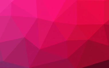 Pembe gradyan renk 3d düşük poligonal resimli arkaplan. Farklı boyut ve renklerde üçgenlerden oluşan düşük polimetrik arkaplan.