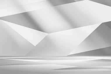 Krom beyaz metalik parlak fütüristik düşük poligonal spot ışığı arka plan.