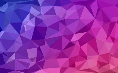 Mavi menekşe pembe düşük polyester kristaller arka planda 3 boyutlu üretildi. soyut düzensiz çokgen arkaplan - üçgen düşük poli desen - canlı mavi menekşe pembe arkaplan.