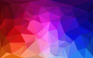 Mavi menekşe pembe düşük polyester kristaller arka planda 3 boyutlu üretildi. soyut düzensiz çokgen arkaplan - üçgen düşük poli desen - canlı mavi menekşe pembe arkaplan.