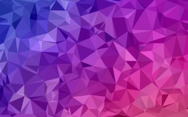 Mavi menekşe pembe düşük polyester kristaller arka planda 3 boyutlu üretildi. soyut düzensiz çokgen arkaplan - üçgen düşük poli desen - canlı mavi menekşe pembe arkaplan.