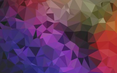 Mavi menekşe pembe düşük polyester kristaller arka planda 3 boyutlu üretildi. soyut düzensiz çokgen arkaplan - üçgen düşük poli desen - canlı mavi menekşe pembe arkaplan.