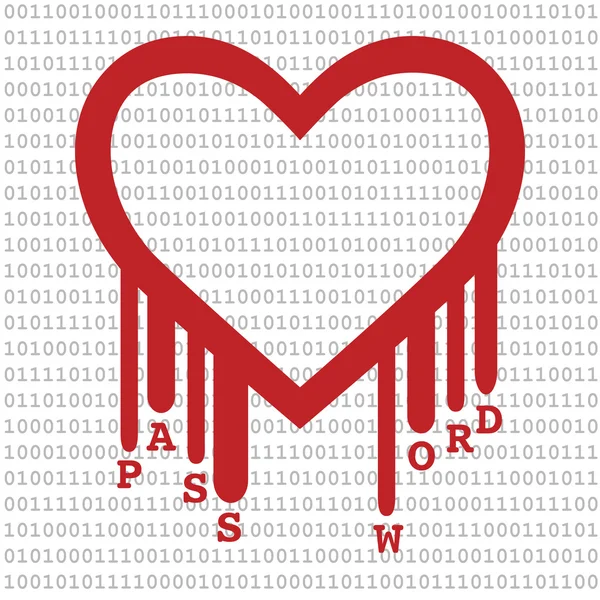 Heartbleed with Binary Code and Password Text — Stock Vector