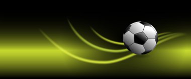 vektör futbol topu afiş, yeşil parlayan swooshes