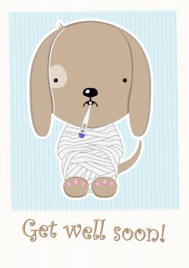 Cute Poor Sick Doggy, Get Well Soon Postcard