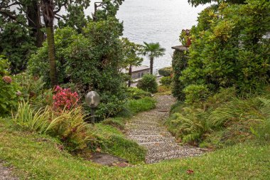 Cadenabbia 'daki bahçe manzarası. İtalya