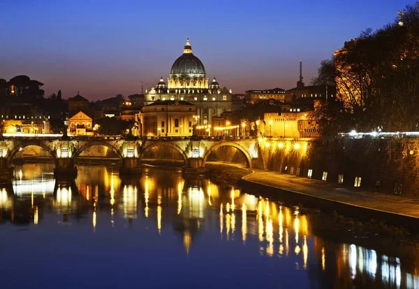 Puente Sant Angelo Basílica San Pablo Roma Italia Imagen De Stock