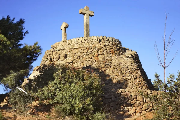 Σταυρός Στο Πάρκο Guell Βαρκελώνη Ισπανία — Φωτογραφία Αρχείου