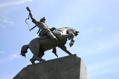 Ufa 'daki Salawat Yulayev anıtı. Bashkortostan Cumhuriyeti. Rusya