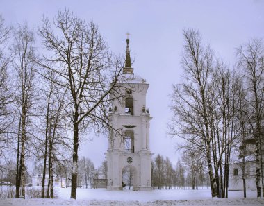 Kargopol 'deki Katedral Tepesi. Çan kulesi. Rusya