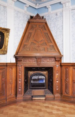 Fireplace at palace of emperor Alexander III in Massandra. Crimea. Ukraine
