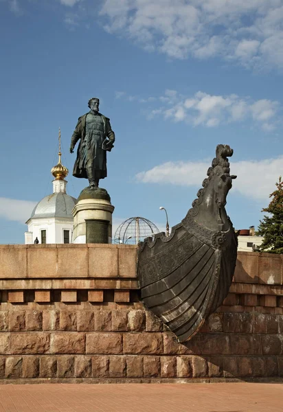Monumento Terraplén Afanasy Nikitin Tver Rusia — Foto de Stock