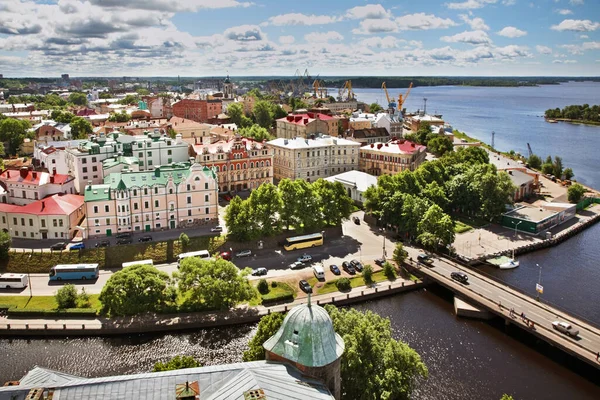 Vyborg 'un panoramik görüntüsü. Rusya