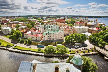Vyborg 'un panoramik görüntüsü. Rusya