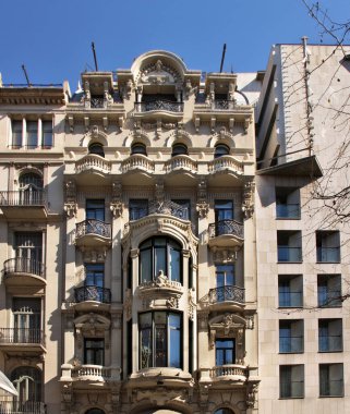 Barcelona 'daki bir binanın parçası. İspanya