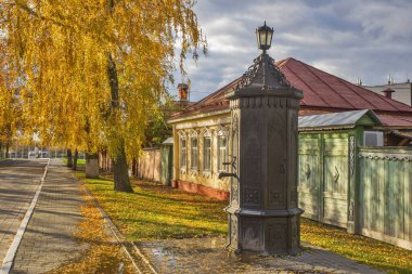 Kolomna 'daki tarihi Kolomna su boru hattının anıtı Shevlyaginskaya havzası. Rusya