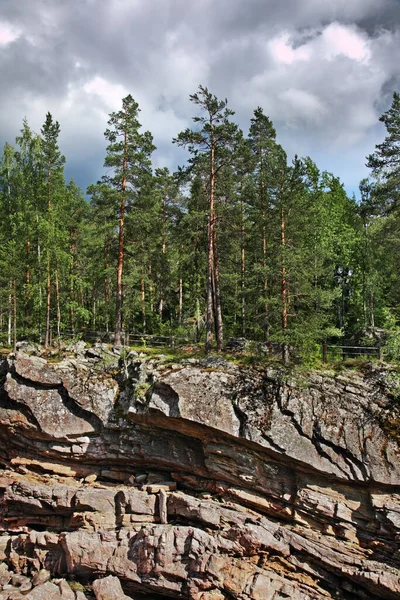 Imatra 'daki Vuoksi Nehri' nin kıyısında. Finlandiya