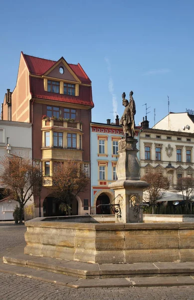 Fontána Svatého Floriána Náměstí Cieszyn Polsko — Stock fotografie