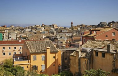 Korfu şehrinin panoramik manzarası. Yunanistan