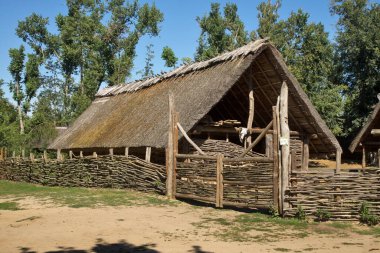 Biskupin 'de tarihi yerleşim yeri. Polonya