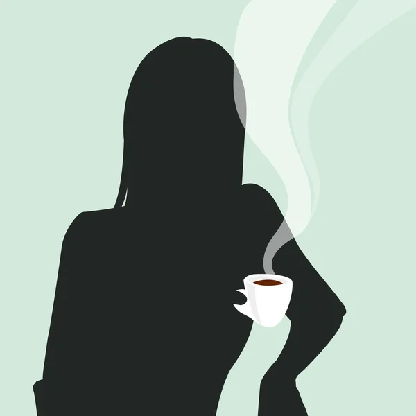 一个喝咖啡的女孩 — 图库矢量图片