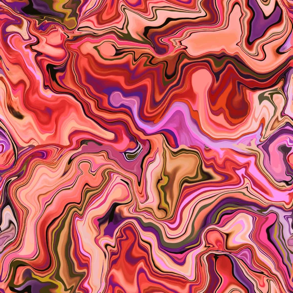 Mermer desenli, kusursuz desen. Pembe, bej, siyah, kırmızı soyut arkaplan. Kusursuz sıvı sıvı. Ebru tarzı etki. Su mürekkebi izi, doku. Vektör.