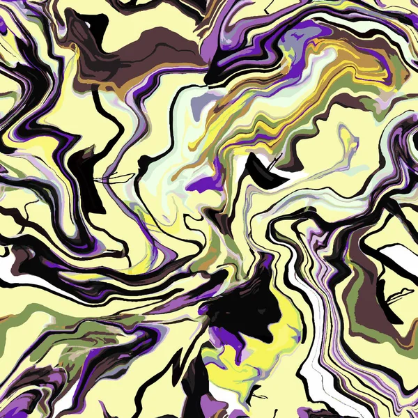 Textura Mármol Patrón Sin Costura Amarillo Morado Negro Beige Fondo — Vector de stock