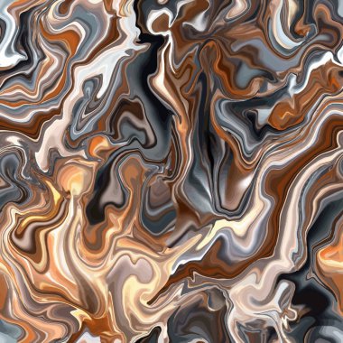 Mermer, altın desenli, dikişsiz desen. Gümüş, kahverengi, altın, bej ve gri duman, soyut arka plan. Kusursuz sıvı sıvı. Aqua, mürekkep izi. Vektör çizimi.