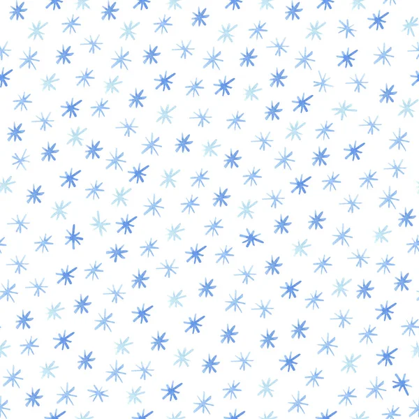 白い背景に雪片とシームレスなパターン 水彩手描きイラスト 冬のデザイン — ストック写真