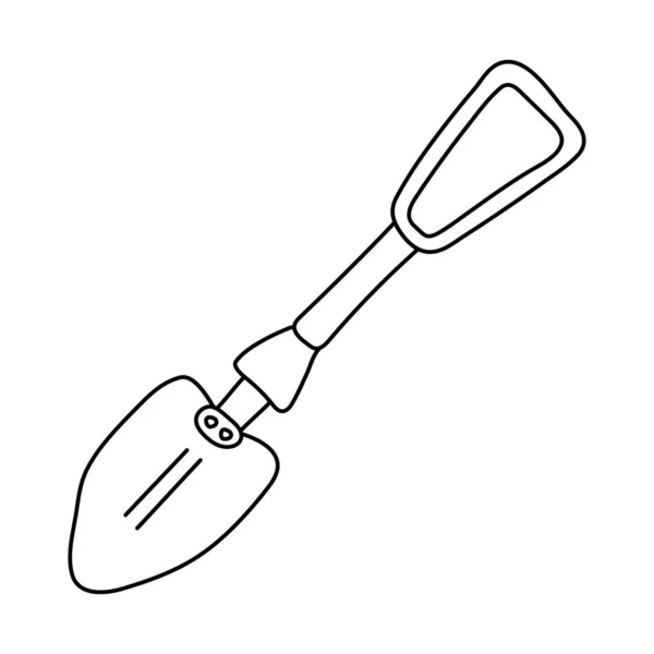 Folding Camp Shovel Hand Drawn Vector Illustration Doodle Style White — Stock Vector