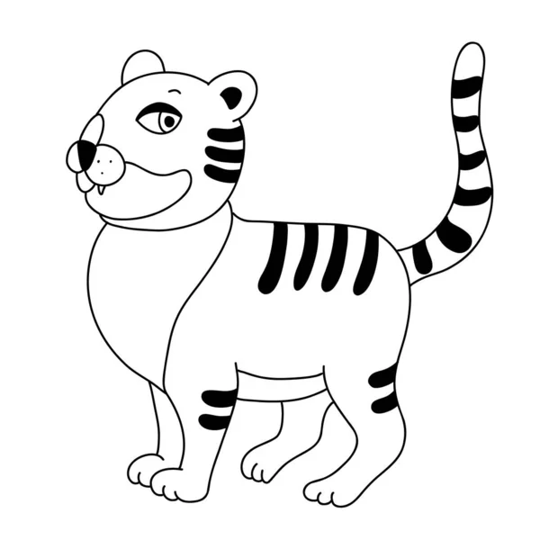 Tiger Doodle Hand Drawn Illustration Isolated White Background Children Illustration — Stock Vector