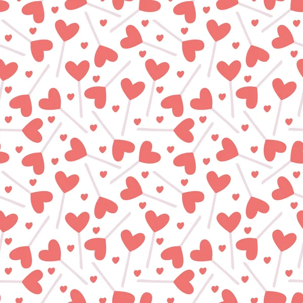 Vector Seamless Pattern Heart Shaped Lollipops White Great Fabrics Valentine — ストックベクタ