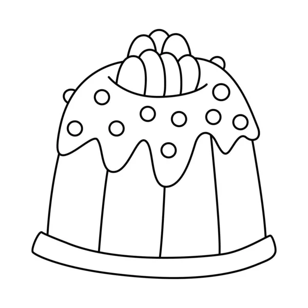Πασχαλινό Κέικ Διακοσμημένο Μικρά Αυγά Γλάσο Και Ζελεδάκια Στυλ Doodle — Διανυσματικό Αρχείο