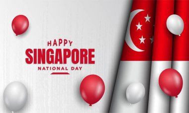 Singapur Ulusal Günü Arkaplan Tasarımı. 