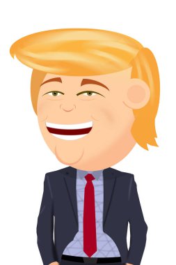 Gülümseyen mutlu Donald Trump çizgi film çizimi 