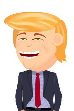 Gülümseyen mutlu Donald Trump çizgi film çizimi 