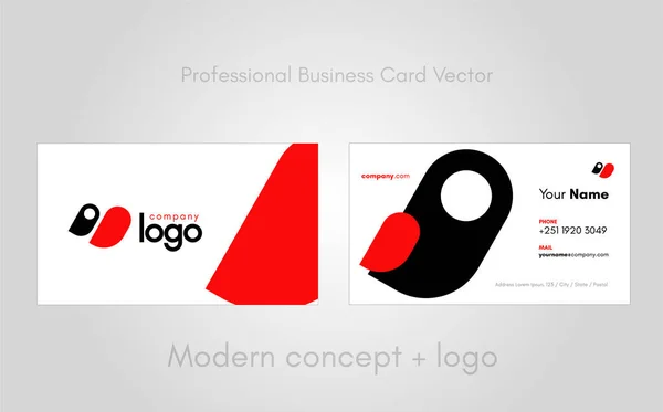 Шаблон Визитной Карточки Красным Черным Дизайном Логотипа — стоковое фото
