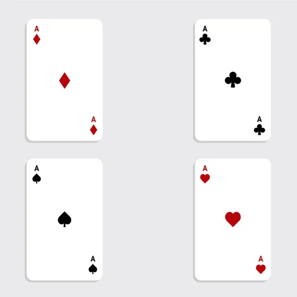 Készlet Négy Játékkártya Elszigetelt Fehér Alapon — Stock Fotó