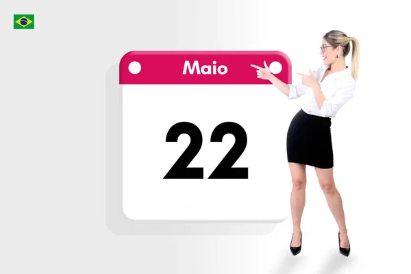5月22日カレンダーを指すスカートのビジネスマン女性 — ストック写真