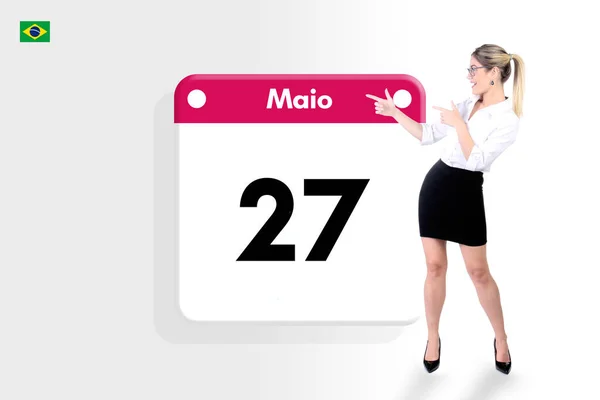 5月27日のカレンダーを指すスカートの実業家 — ストック写真