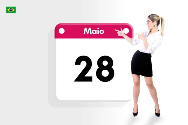 5月28日カレンダーを指すスカートのビジネスマン女性 — ストック写真