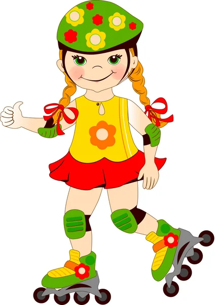 The girl skates on roller-skaters — Stock Vector