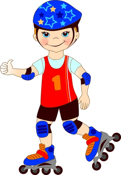 The boy skates on roller-skaters — Stock Vector