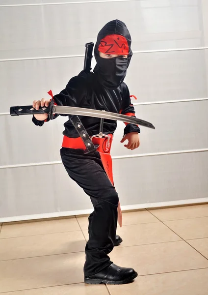 Menino de Purim - halloween - ninja — Fotografia de Stock