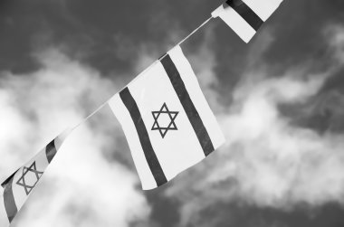 Israel Flag chain on Independence Day (black and white) clipart