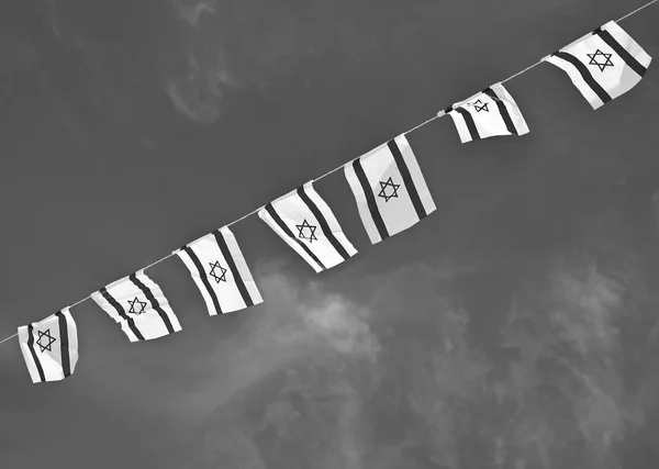 Israel Flag chain on Independence Day (black and white)