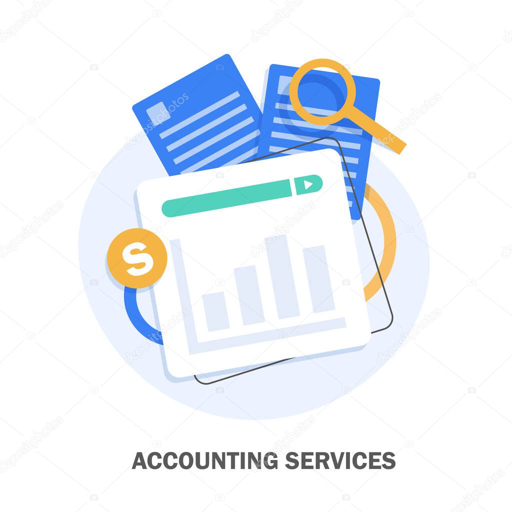Accounting and taxes flat vector illustration design. Business concept for financial analysis