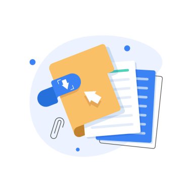 Dizin simgesini aç, belgeli dizin, Belge koruma konsepti, düz tasarım vektör illüstrasyonu