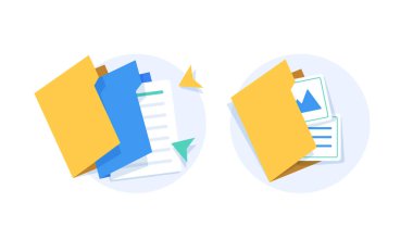 Dizin simgesini aç, belgeli dizin, Belge koruma konsepti, düz tasarım vektör illüstrasyonu